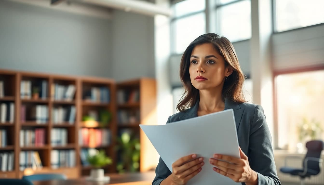Empowered woman representing an Enduring Guardian in a professional office setting.