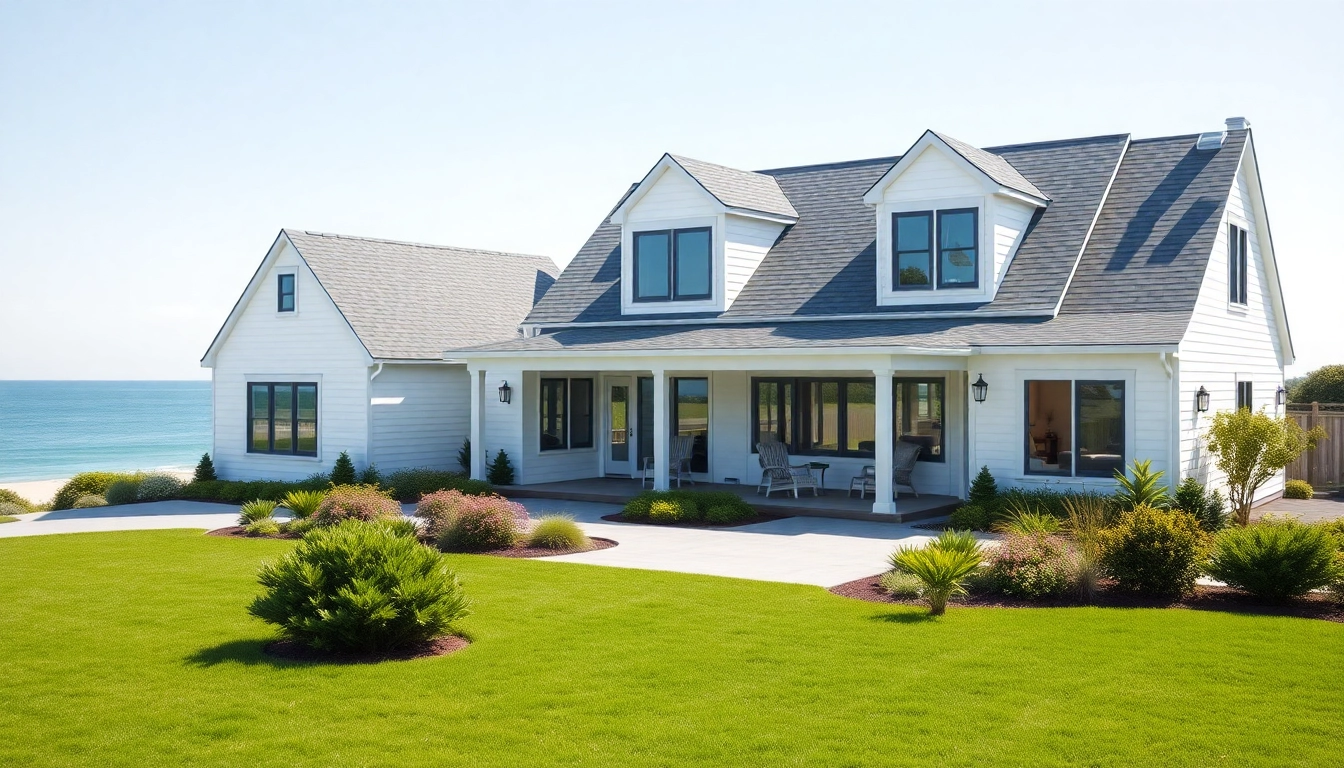 Cape Cod homes with stylish attached garage and beach views, showcasing coastal elegance.