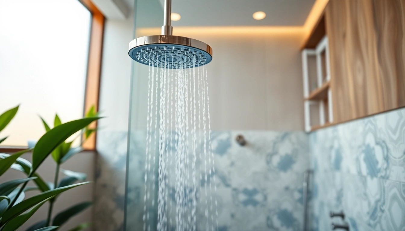 Experience elegant showers au with a modern bathroom featuring a luxurious rain shower setup.