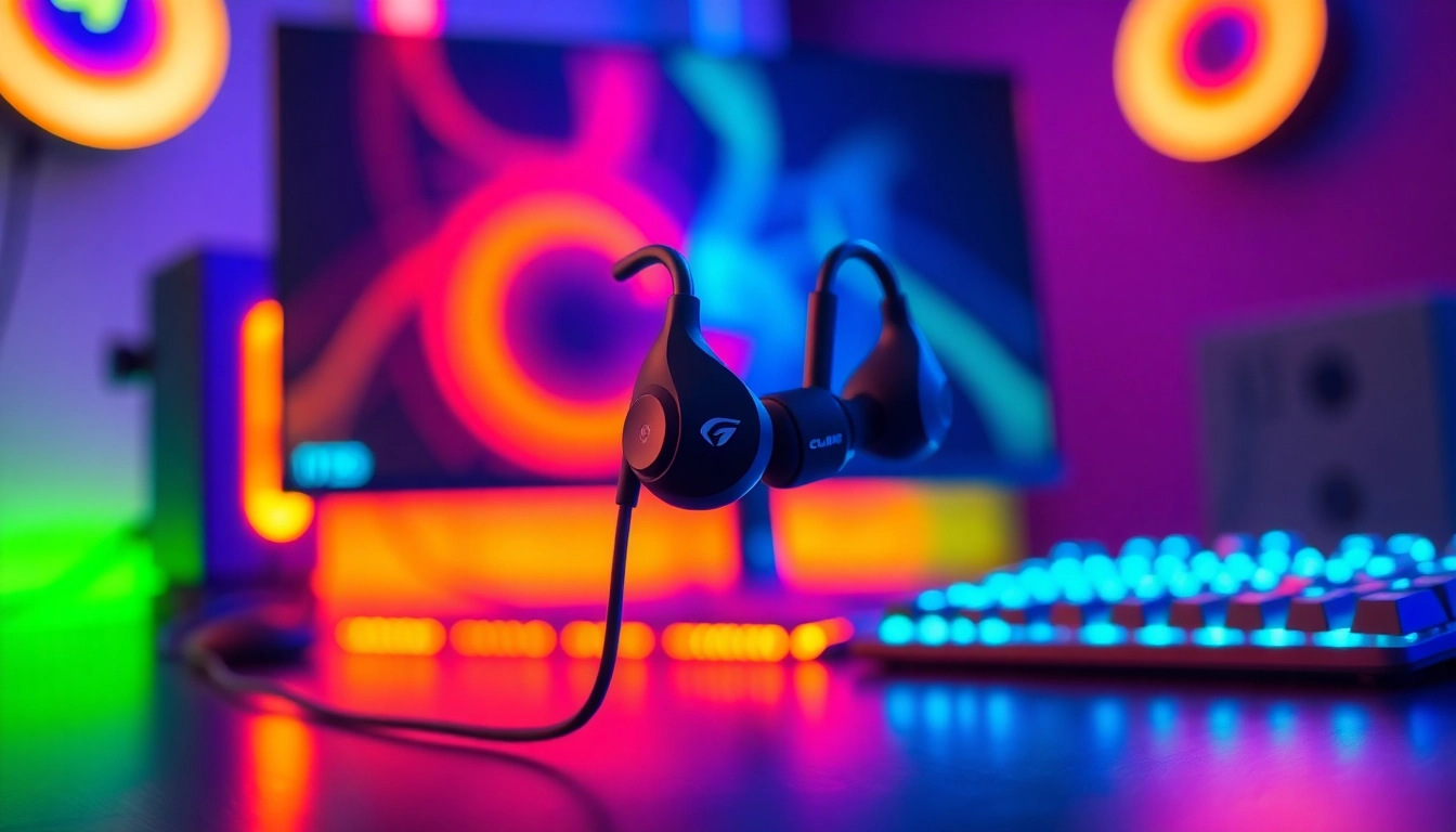 Experience the precision of PRO60 Gaming Earbuds in a vibrant gaming environment.