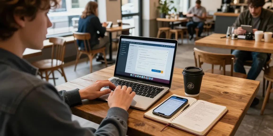 wallet recovery services consultation in a coffee shop featuring blockchain analysis tools and digital assets on laptop.