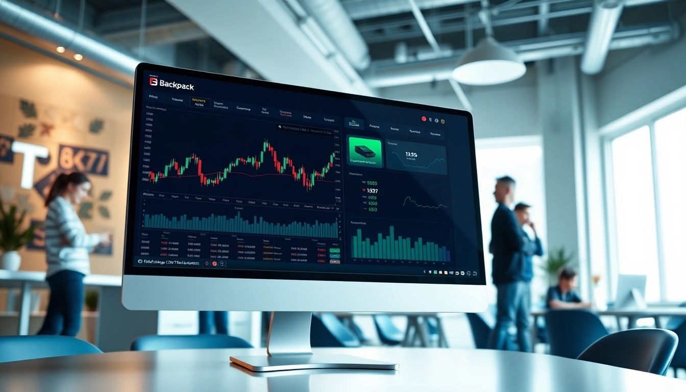 Engaging interface of Backpack crypto exchange displaying live trading data on a sleek monitor.
