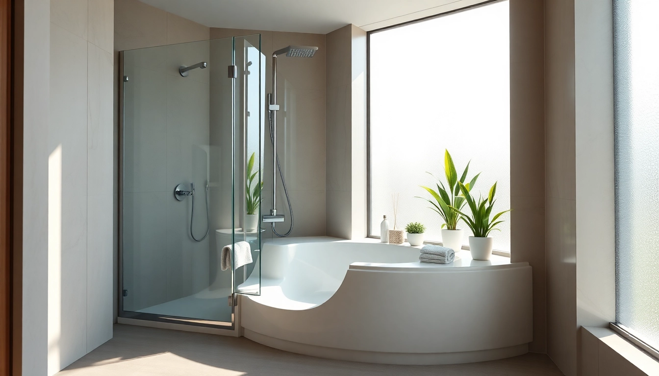 Genießen Sie die sonni Duschkabine in einem modernen Badezimmer, das Ruhe und Eleganz ausstrahlt.
