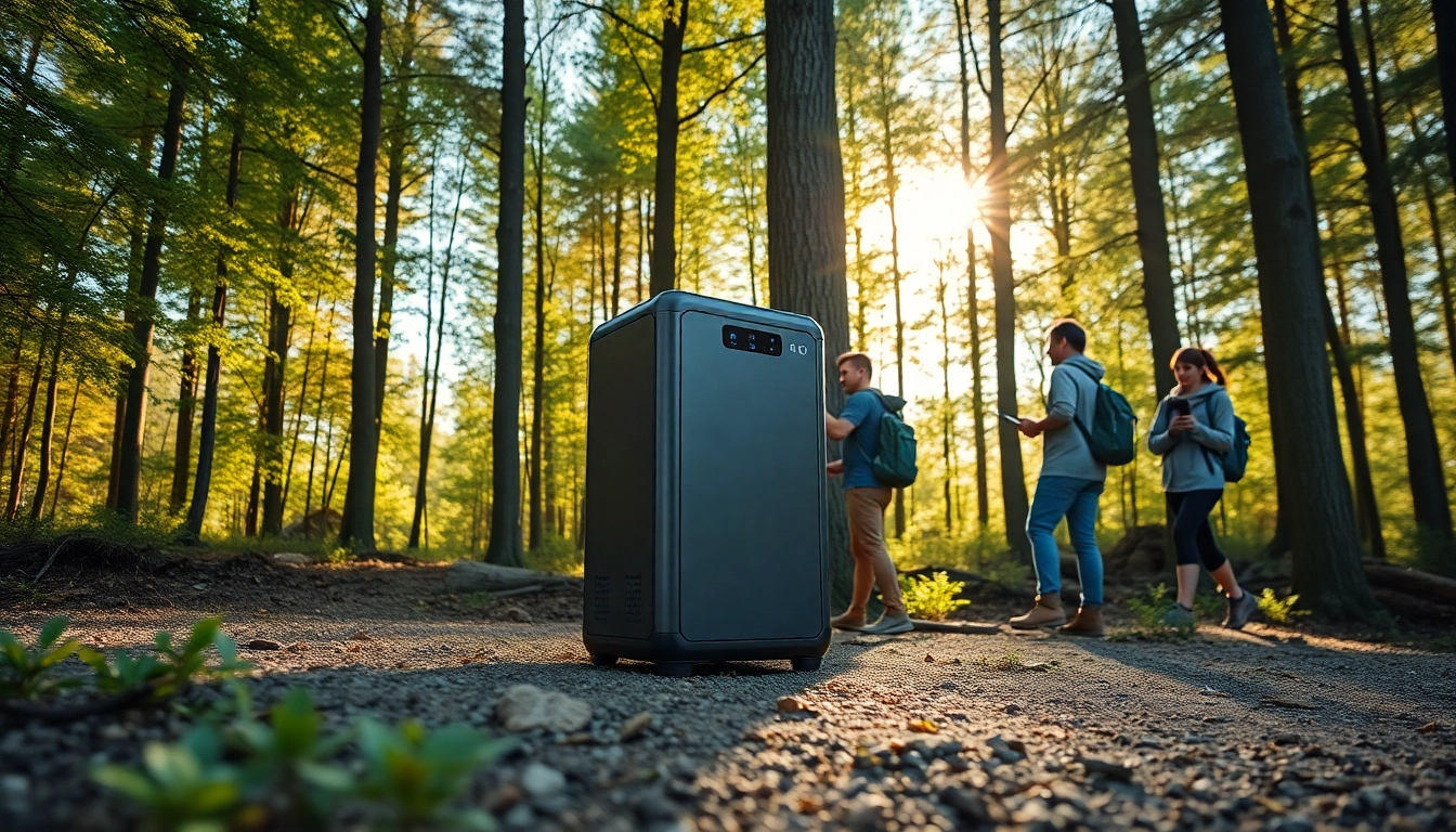 EcoFlow power station in use by hikers outdoors, showcasing its portable charging capabilities.