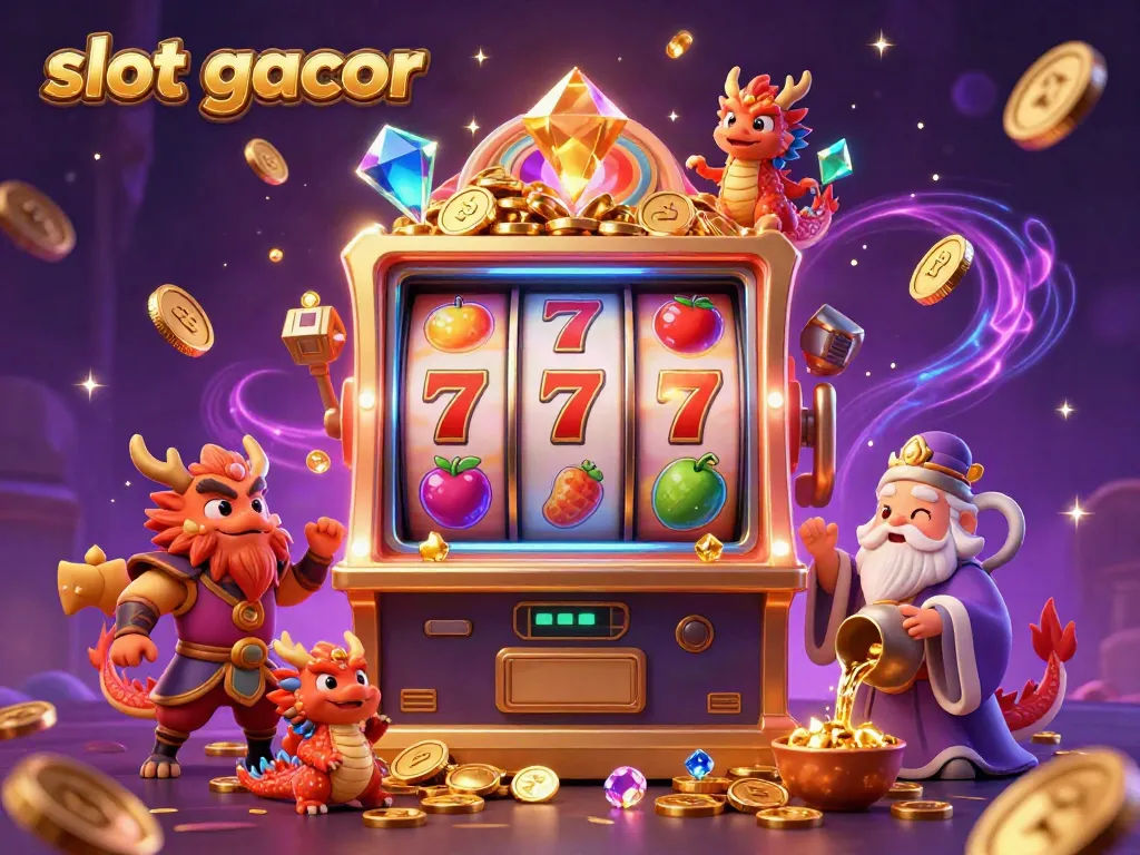 Menangkan jackpot dengan slot gacor yang penuh dengan koin emas dan naga bijak pada mesin slot.