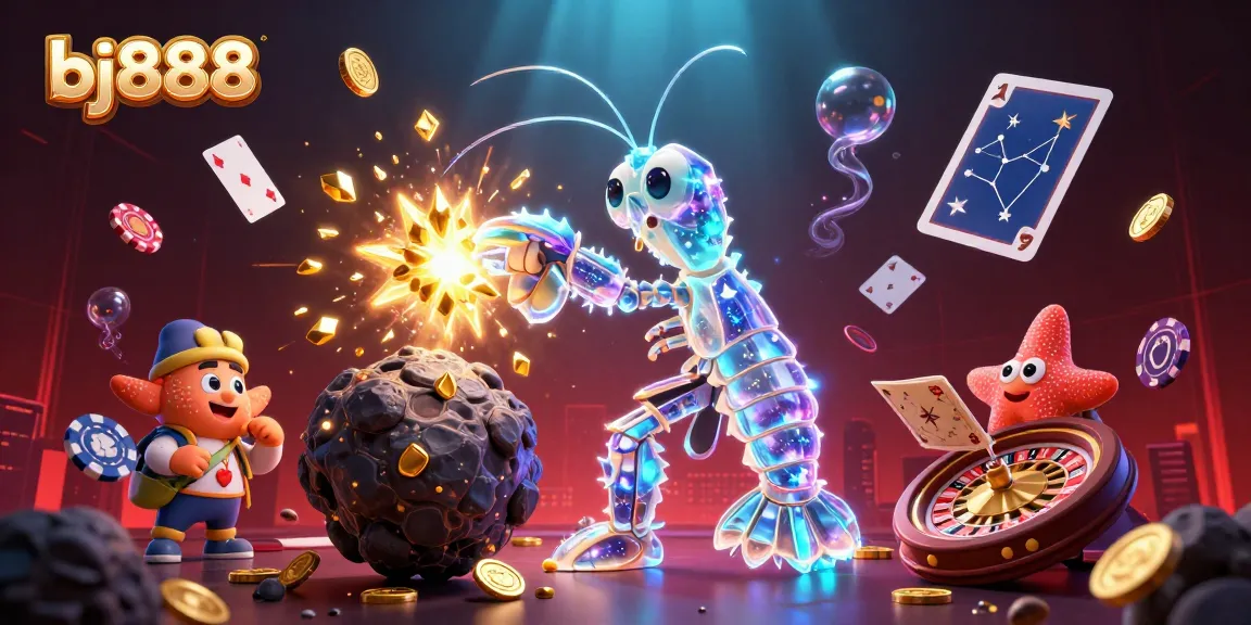 Experience thrilling gameplay with bj888's galactic samurai in a vibrant casino universe filled with gold coins and cards.
