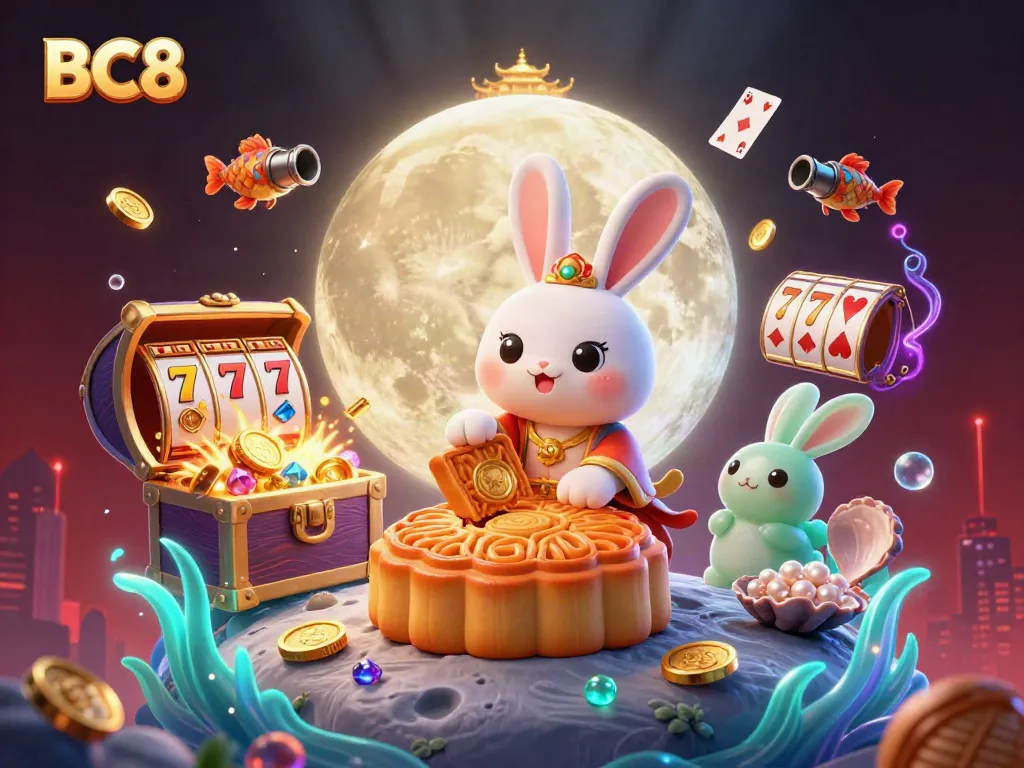 Celebrate BC8's thrilling gaming experience with playful rabbits and golden winnings.