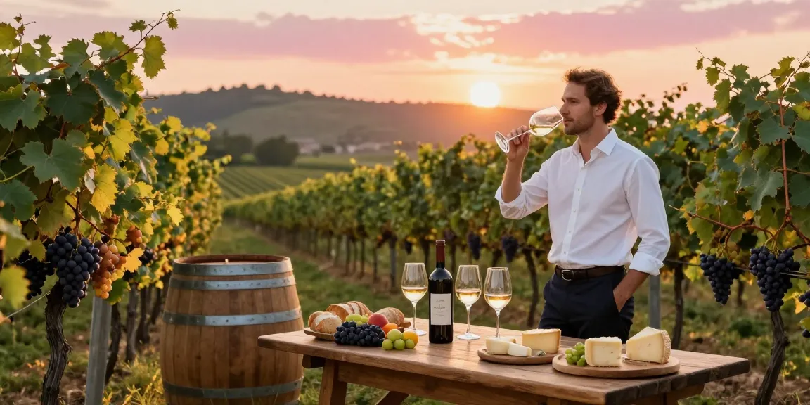 1942 wine tasting in a picturesque vineyard during sunset