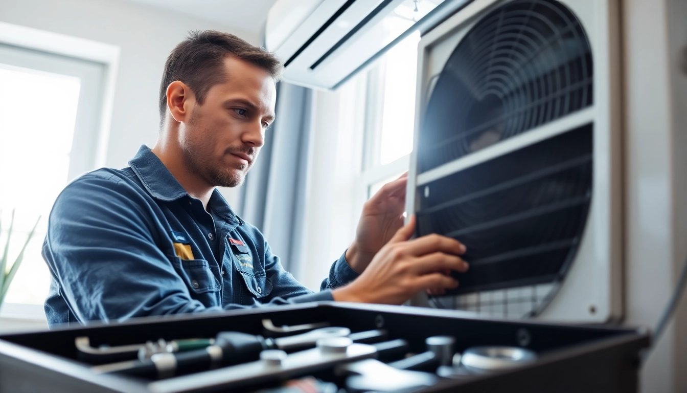 Technician conducting Air Conditioning Repair Tampa with precision and care in a modern home setting.