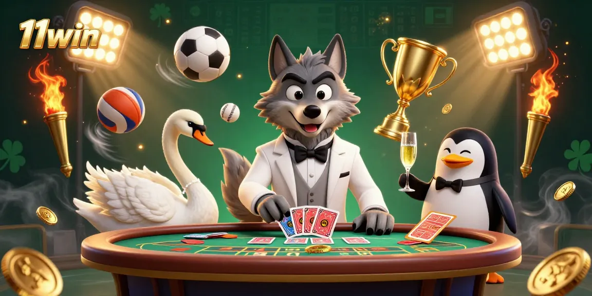 Experience thrilling gameplay at 11win with animated characters in a lively casino scene.