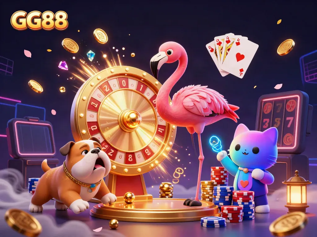 Experience the thrill of GG88's diverse gaming world with vibrant characters and dynamic elements.