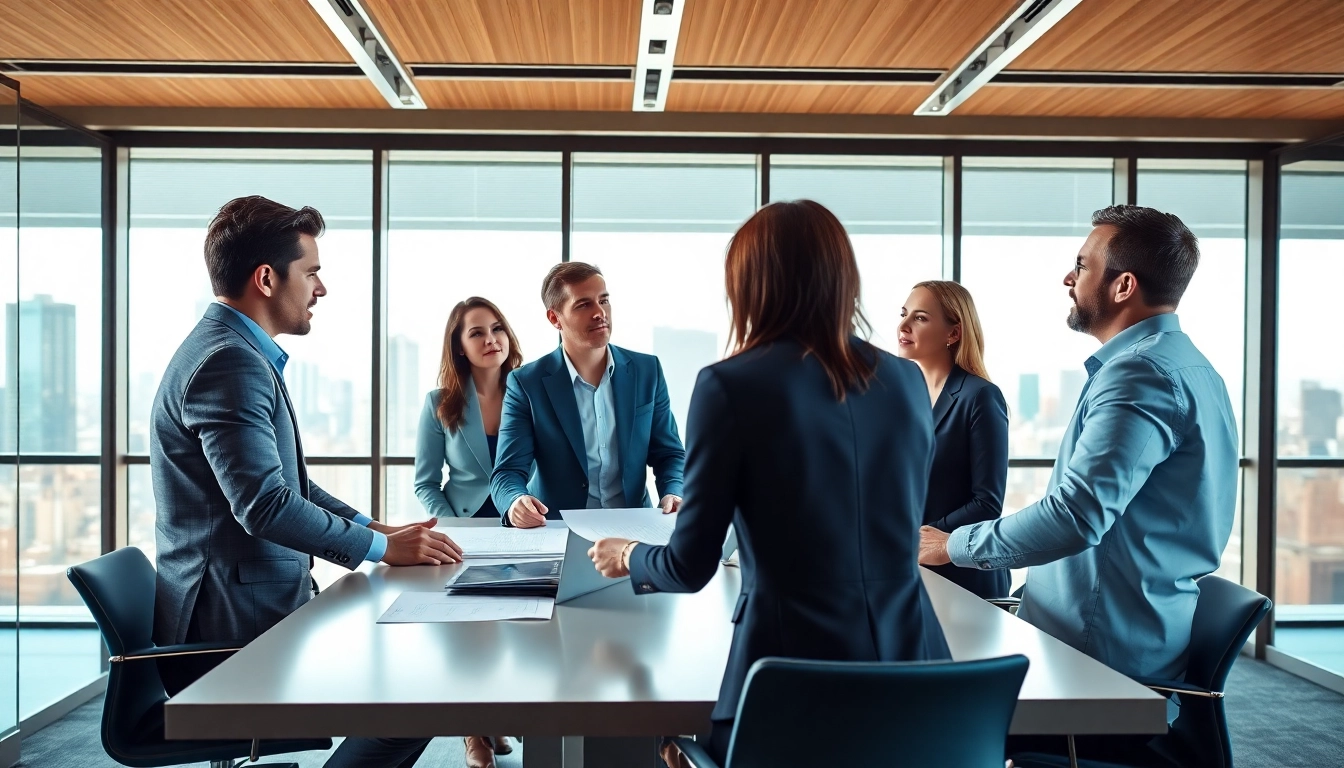 Quickplus Business Consultants collaborating in a modern office, showcasing teamwork and strategy development.