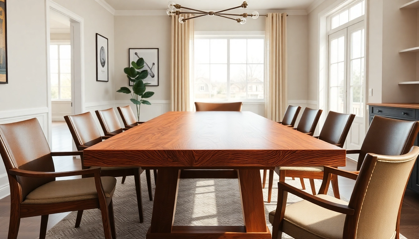 Grand Rapids Michigan furniture showcasing a handcrafted dining table with stylish chairs in a bright dining room.
