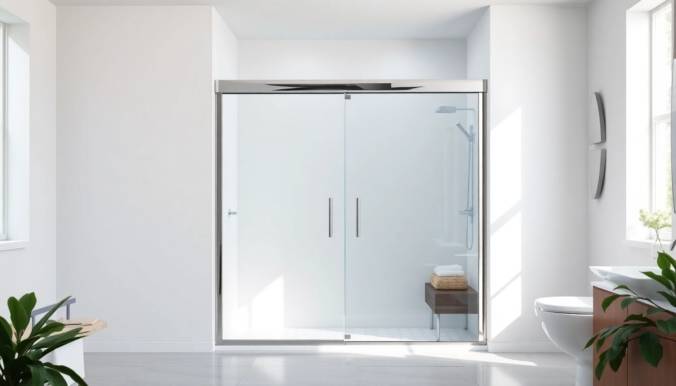 Elegant shower doors sliding in a contemporary bathroom design, showcasing modern aesthetics and functionality.