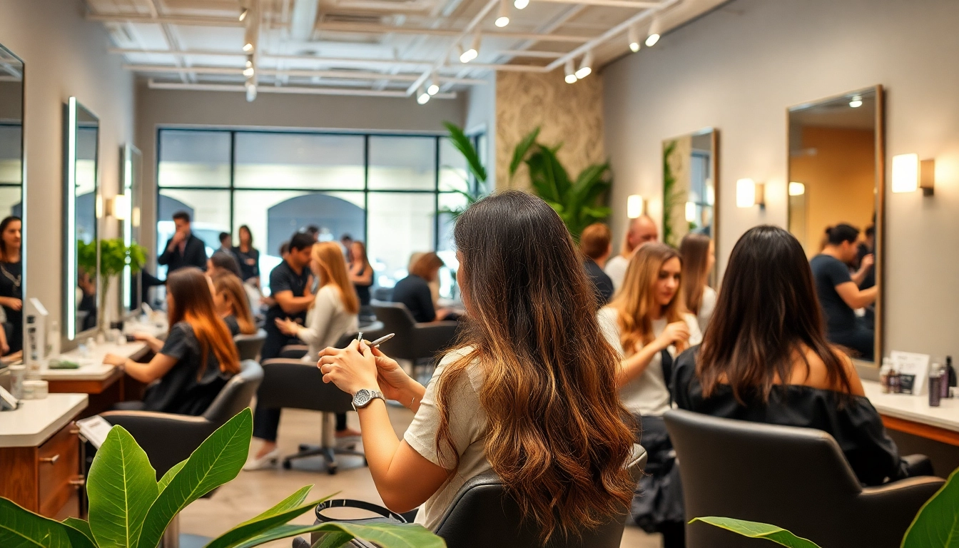 Aveda Salon San Diego showcasing professional hairstylists providing expert hair services in a serene environment.